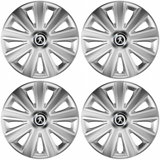 Poklice pro Peugeot (staršie logo) 15 Aviator carbon silver