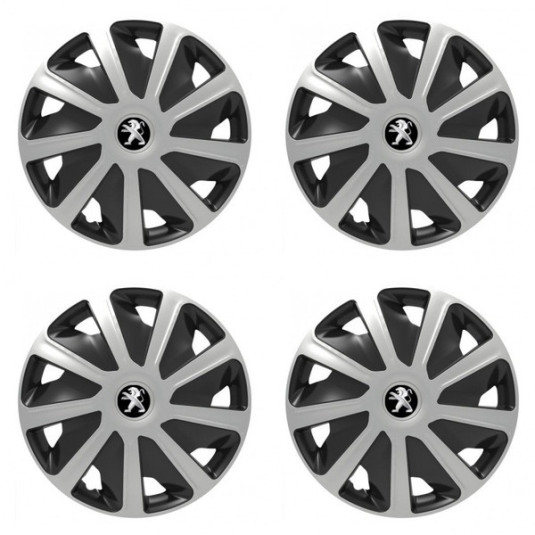 Poklice pro Peugeot (staršie logo) pre dodávky 15 Craft silver and black