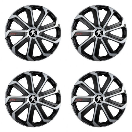 Poklice pro Peugeot (staršie logo) 16 Evo black&silver