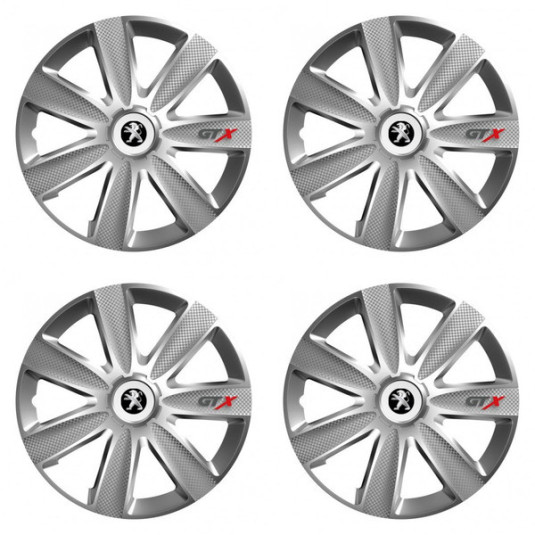 Poklice pro Peugeot (staršie logo) 16 GTX CARBON silver