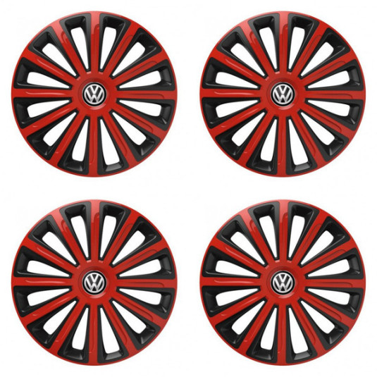 Poklice pro VW (černé) 16 TREND red and black