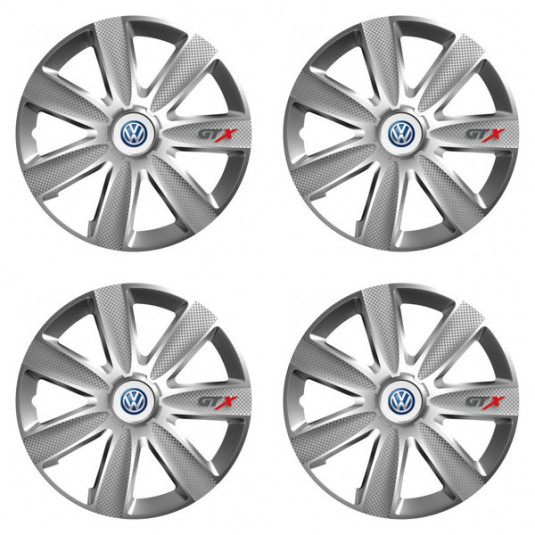 Poklice pro VW (modré) 15 GTX CARBON silver