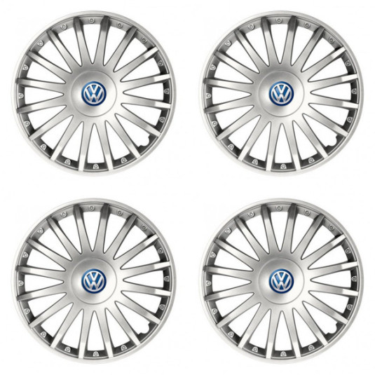 Poklice pro VW (modré) 16 CRYSTAL silver
