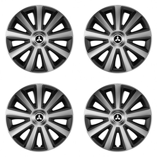 Poklice pro Mitsubishi (stříbrné) 14 Aviator carbon silver&black