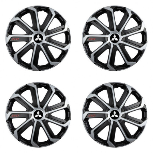 Poklice pro Mitsubishi (stříbrné) 15 Evo black&silver