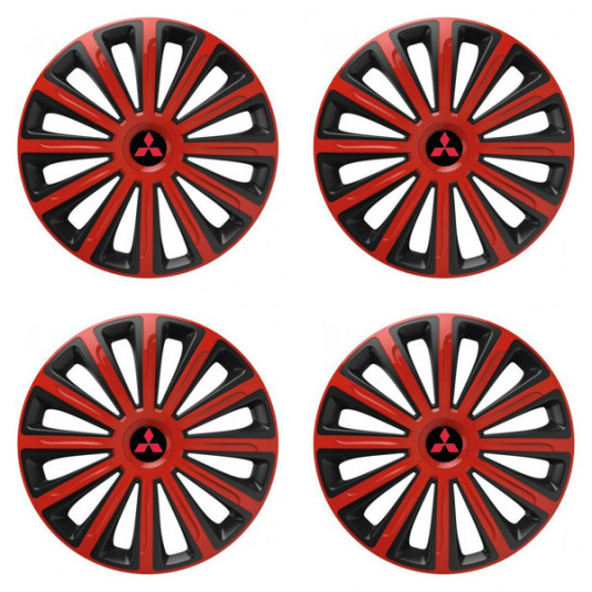 Poklice pro Mitsubishi (červené) 15 TREND red and black