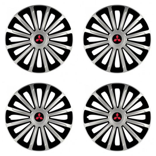 Poklice pro Mitsubishi (červené) 16 TREND silver and black