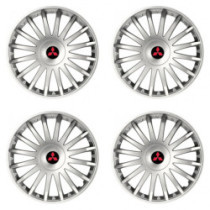Poklice pro Mitsubishi (červené) 16 CRYSTAL silver