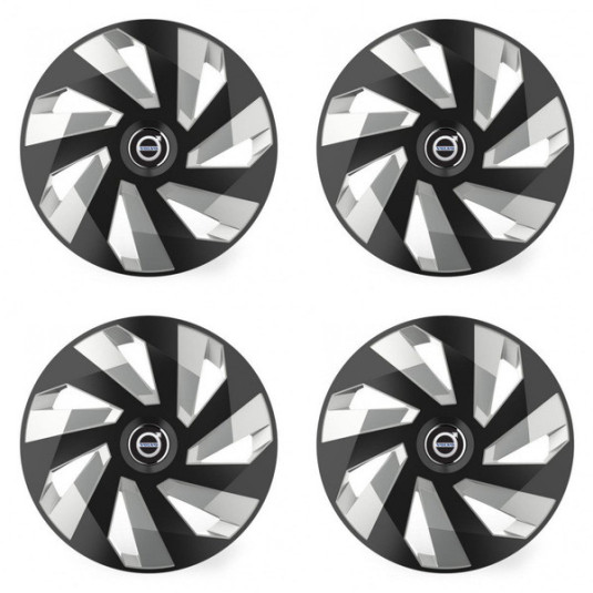 Poklice pro Volvo (černé) 15 Vector RC black and silver