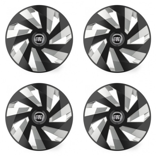 Poklice pro Fiat (černý) 14 Vector RC black and silver