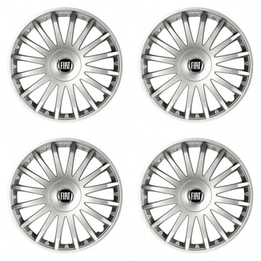 Poklice pro Fiat (černý) 16 CRYSTAL silver
