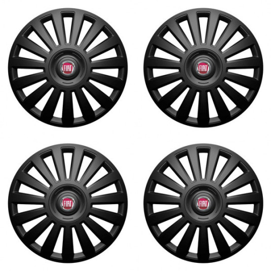Poklice pro Fiat (červené) 14 Luxury black