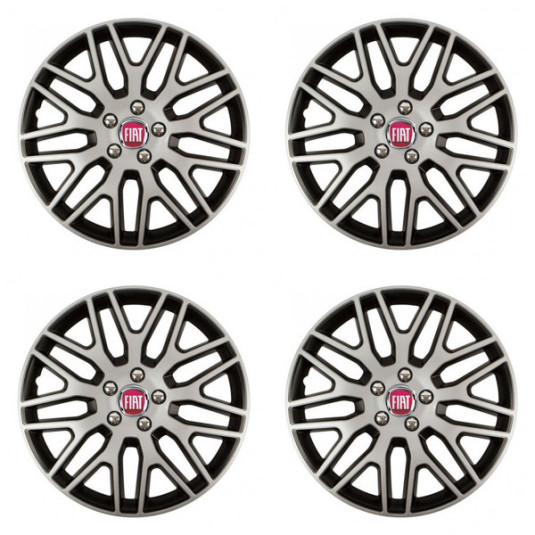Poklice pro Fiat (červené) 14 Dakar NC silver and black