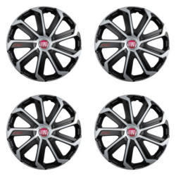 Poklice pro Fiat (červené) 15 Evo black&silver
