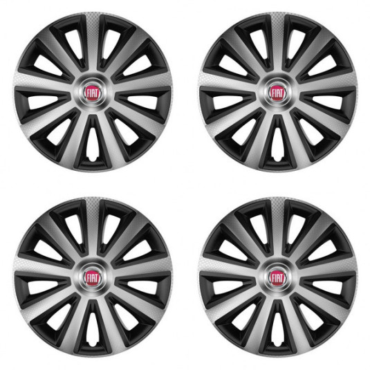 Poklice pro Fiat (červené) 15 Aviator carbon silver&black