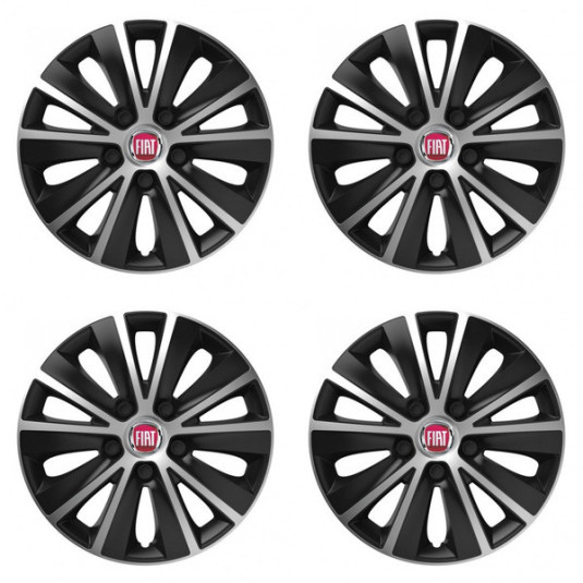 Poklice pro Fiat (červené) 15 RAPIDE silver and black