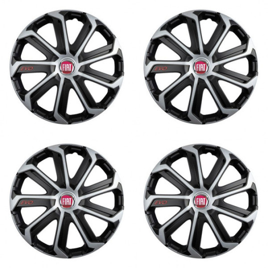 Poklice pro Fiat (červené) 16 Evo black&silver