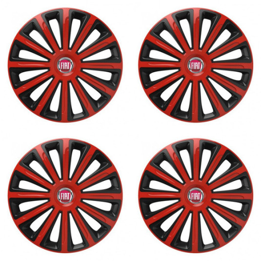 Poklice pro Fiat (červené) 16 TREND red and black
