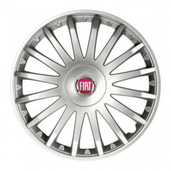 Poklice pro Fiat (červené) 16 CRYSTAL silver