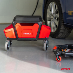 Dílenská stolička na kolečkách s úložným prostorem na nářadí 150kg AMiO-04268