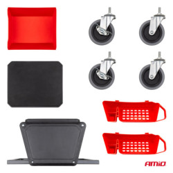 Dílenská stolička na kolečkách s úložným prostorem na nářadí 150kg AMiO-04268