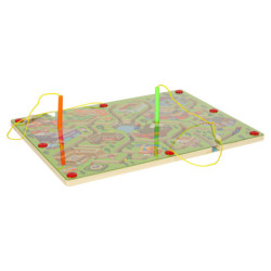 Magnetická dřevěná desková hra s bludištěm na cesty – Velké město, pro 2 hráče.