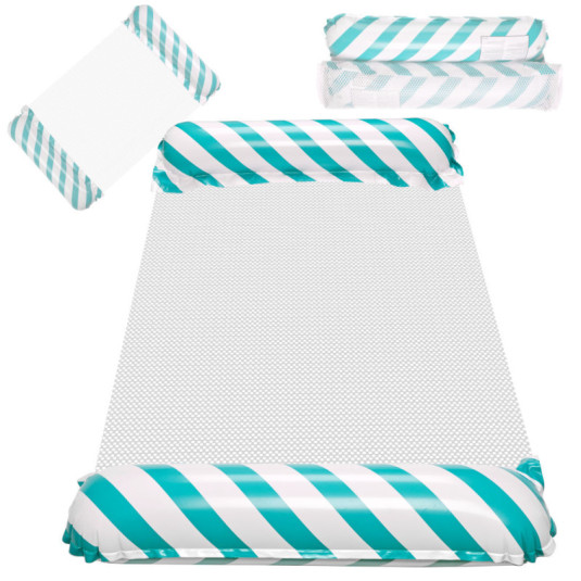 Nafukovací plážová matrace houpací síť vodní lehátko křeslo bazén, modrá