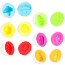 EDUKAČNÍ SKLÁDAČKA VAJÍČKA – PŘIŘAĎ TVARY S MOTIVY OVOCE A ZELENINY