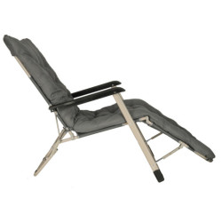 Záhradné lehátko LUARO turistické skladacie kreslo s vankúšom- sivé