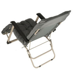 Záhradné lehátko LUARO turistické skladacie kreslo s vankúšom- sivé