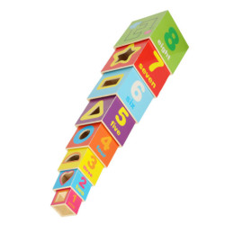 Vzdělávací dřevěná věž třídička tvarů, která učí počítat 71cm XXL