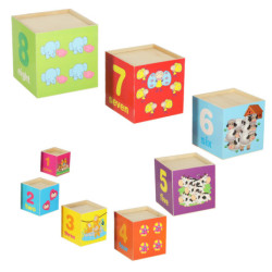 Vzdělávací dřevěná věž třídička tvarů, která učí počítat 71cm XXL