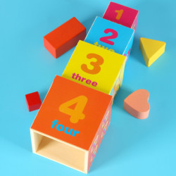 Vzdělávací dřevěná věž třídička tvarů, která učí počítat 71cm XXL