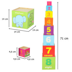 Vzdělávací dřevěná věž třídička tvarů, která učí počítat 71cm XXL