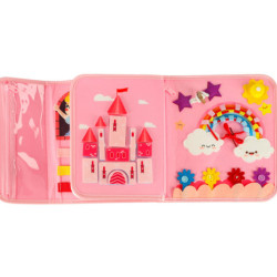 Senzorická manipulační deska montessori batoh, růžová