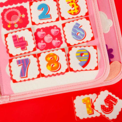 Senzorická manipulační deska montessori batoh, růžová