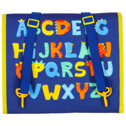 Smyslová manipulační deska montessori batoh, modrá