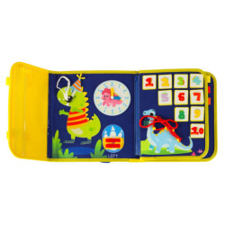 Smyslová manipulační deska montessori batoh, modrá