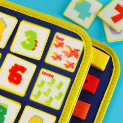 Smyslová manipulační deska montessori batoh, modrá