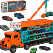 Obytný přívěs s dráhovým skluzem 6el oranžový