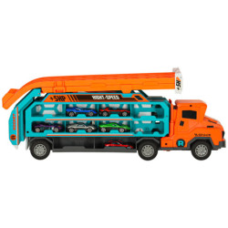 Obytný přívěs s dráhovým skluzem 6el oranžový