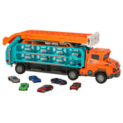 Obytný přívěs s dráhovým skluzem 6el oranžový