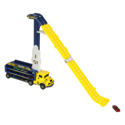 Obytný přívěs s dráhovým skluzem 6el žlutý