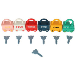 Vzdělávací puzzle hra autíčka visací zámky smyslová hračka Montessori