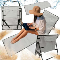 Lehátko na pláž s opěradlem skládací 150x47x48cm šedé