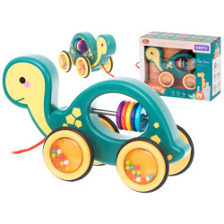 Dřevěné chrastítko na provázku mobilní želva