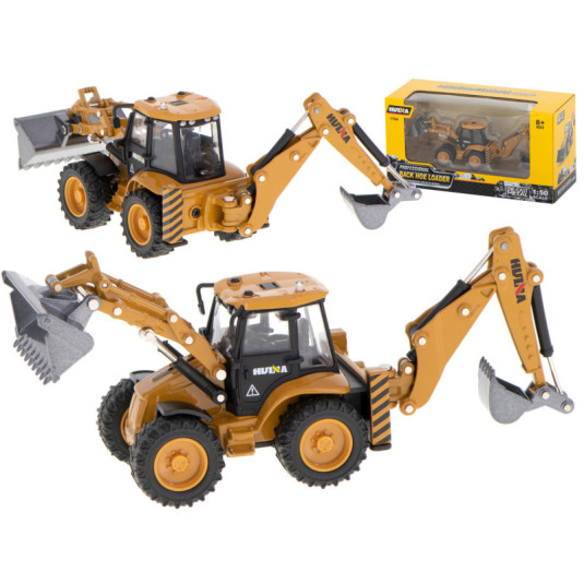 Bagr s nakladačem, buldozer s lžící Kovový model H-toys 1704 1:50