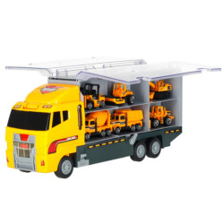 Transporter truck TIR launcher + kovové vozy stavební stroje