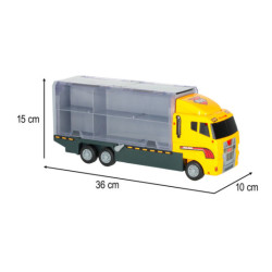 Transporter truck TIR launcher + kovové vozy stavební stroje