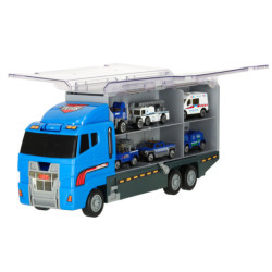 Transporter truck TIR launcher + kovová auta policie